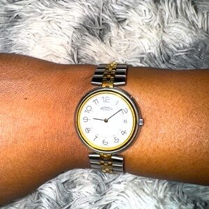 Unisex Hermes clipper watch two tone gold & silver 30MM